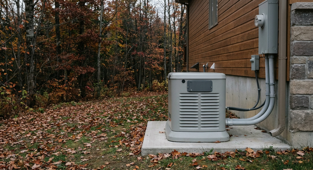 Residential standby generator installed outdoors